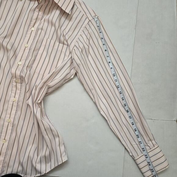 Arnold Brant Men’s Striped Dress Shirt Luxury Cotton Tailored Button-Up Size 15 - Picture 9 of 9